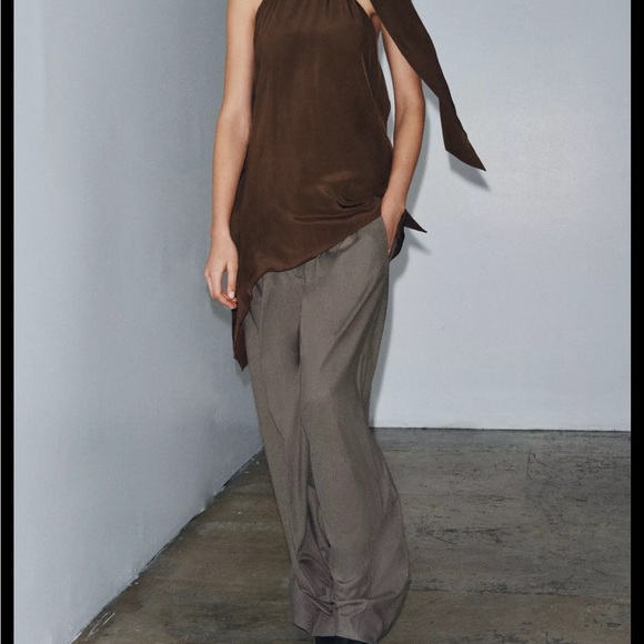 Zara Women's Wide Leg Brown Pants - Picture 11 of 11